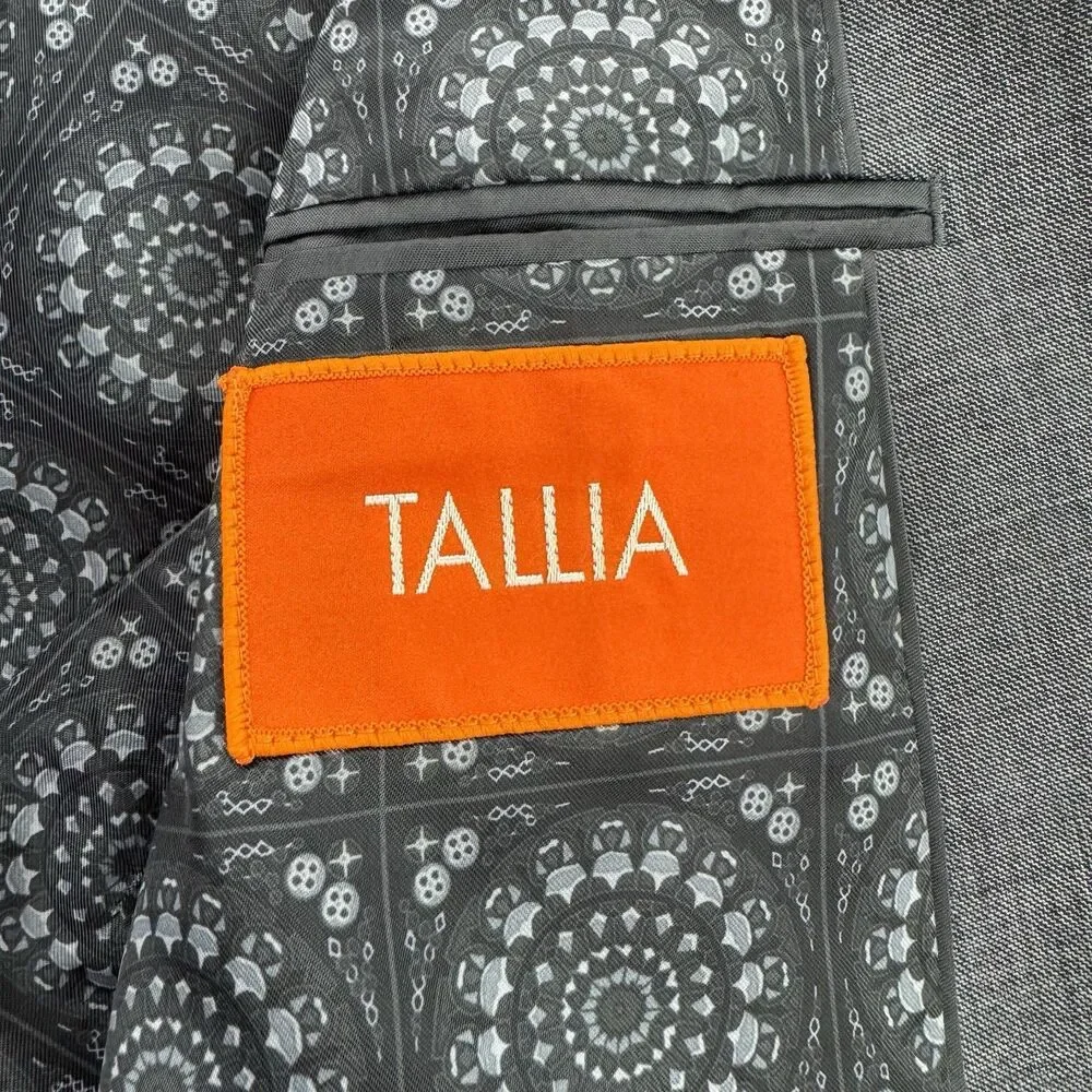 Tallia Lord & Taylor Blazer Mens 40S Gray 100% Wool Sport Coat Pattern Lining
